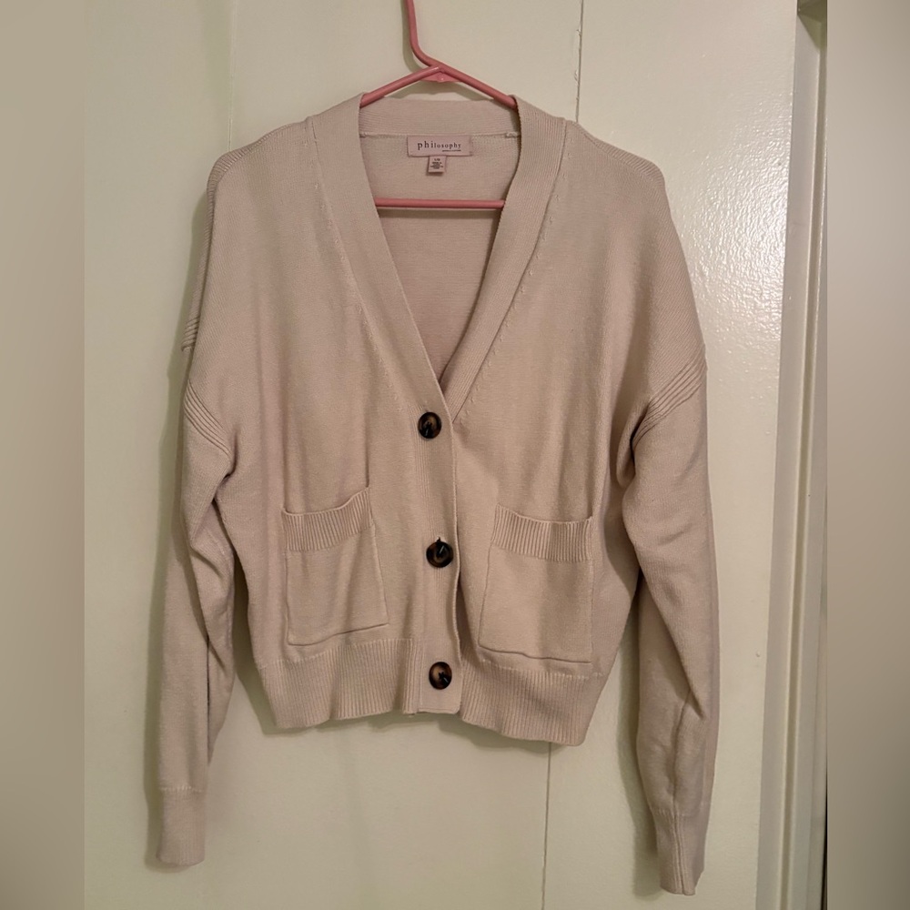 Philosophy Cream Cardigan Sweater